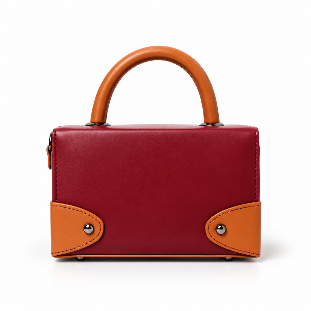 Contrast Box Bag - Dark Maroon
