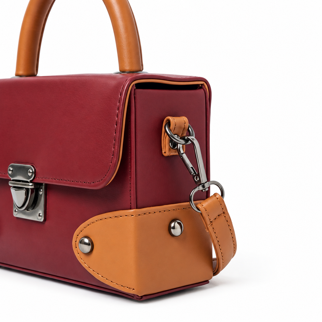Contrast Box Bag - Dark Maroon