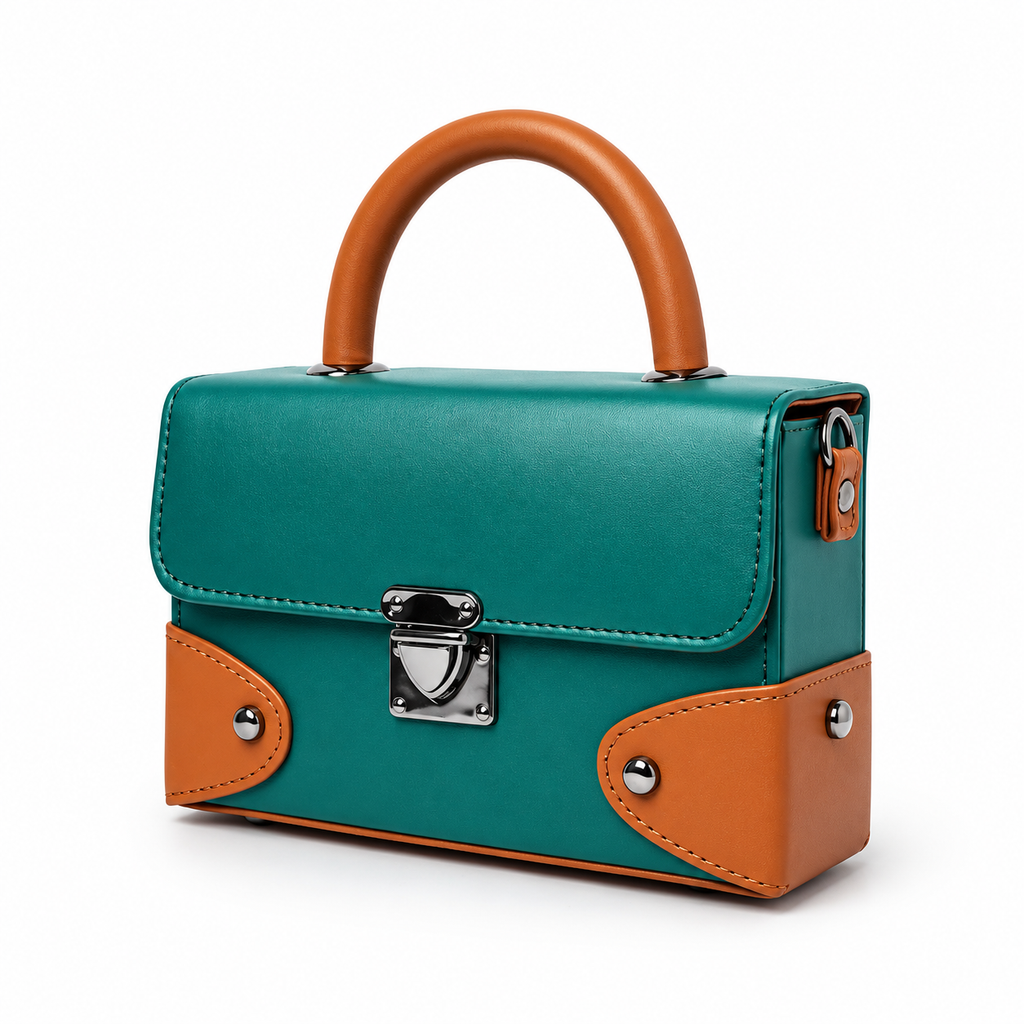 Contrast Box Bag - Jade Green