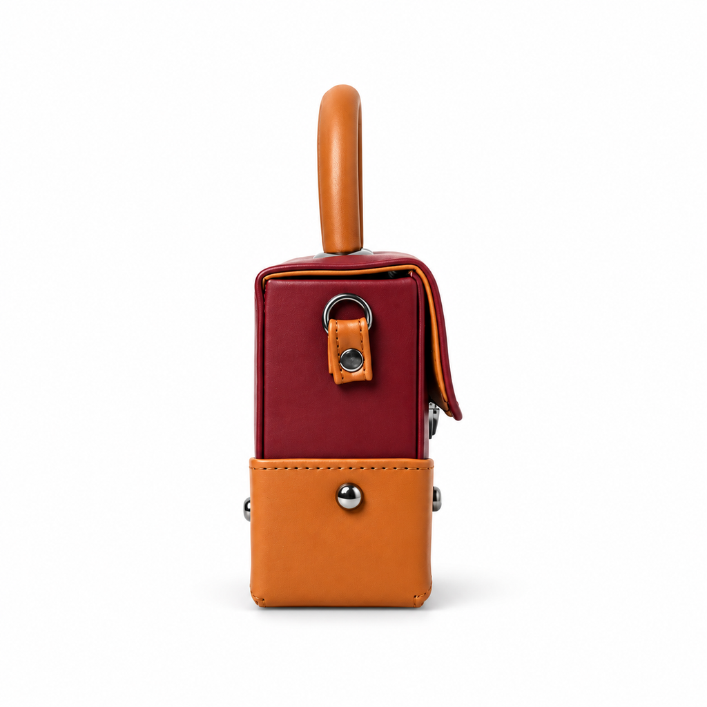 Contrast Box Bag - Dark Maroon