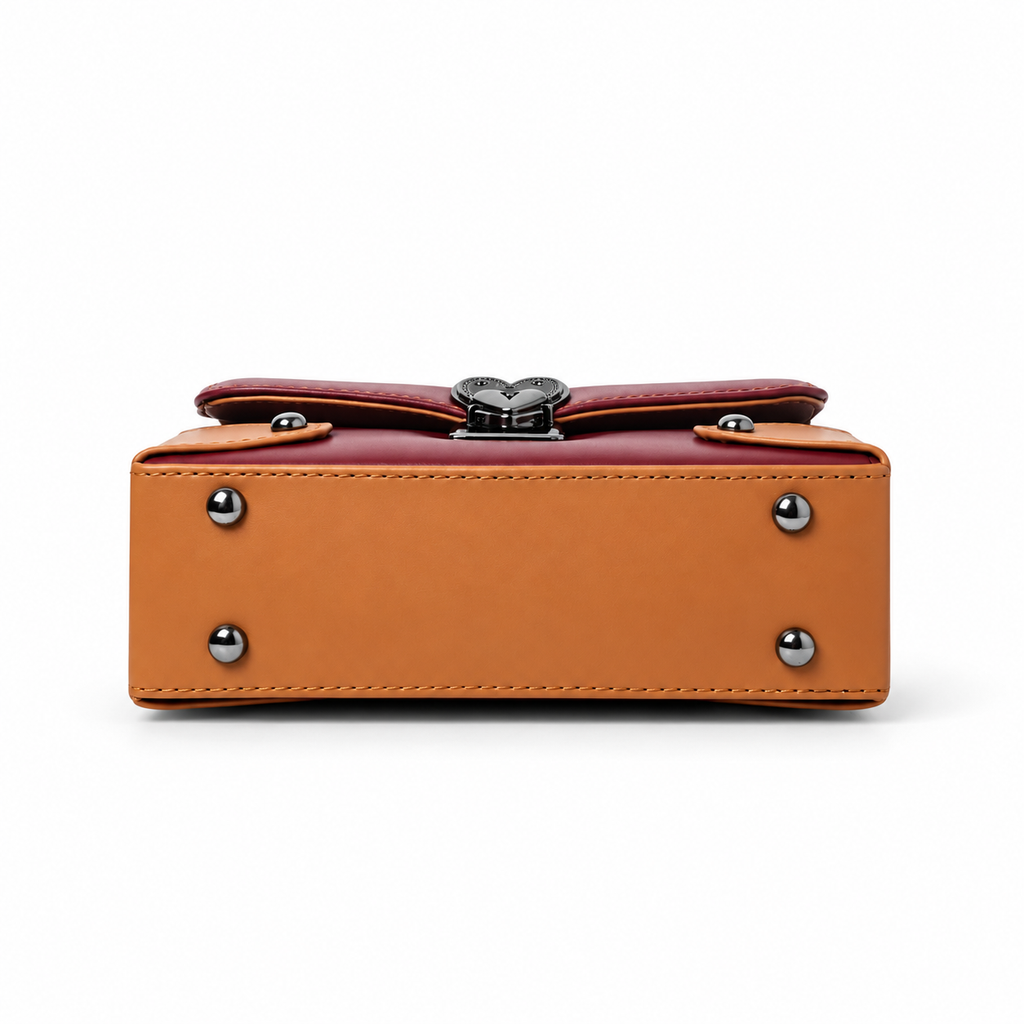 Contrast Box Bag - Dark Maroon