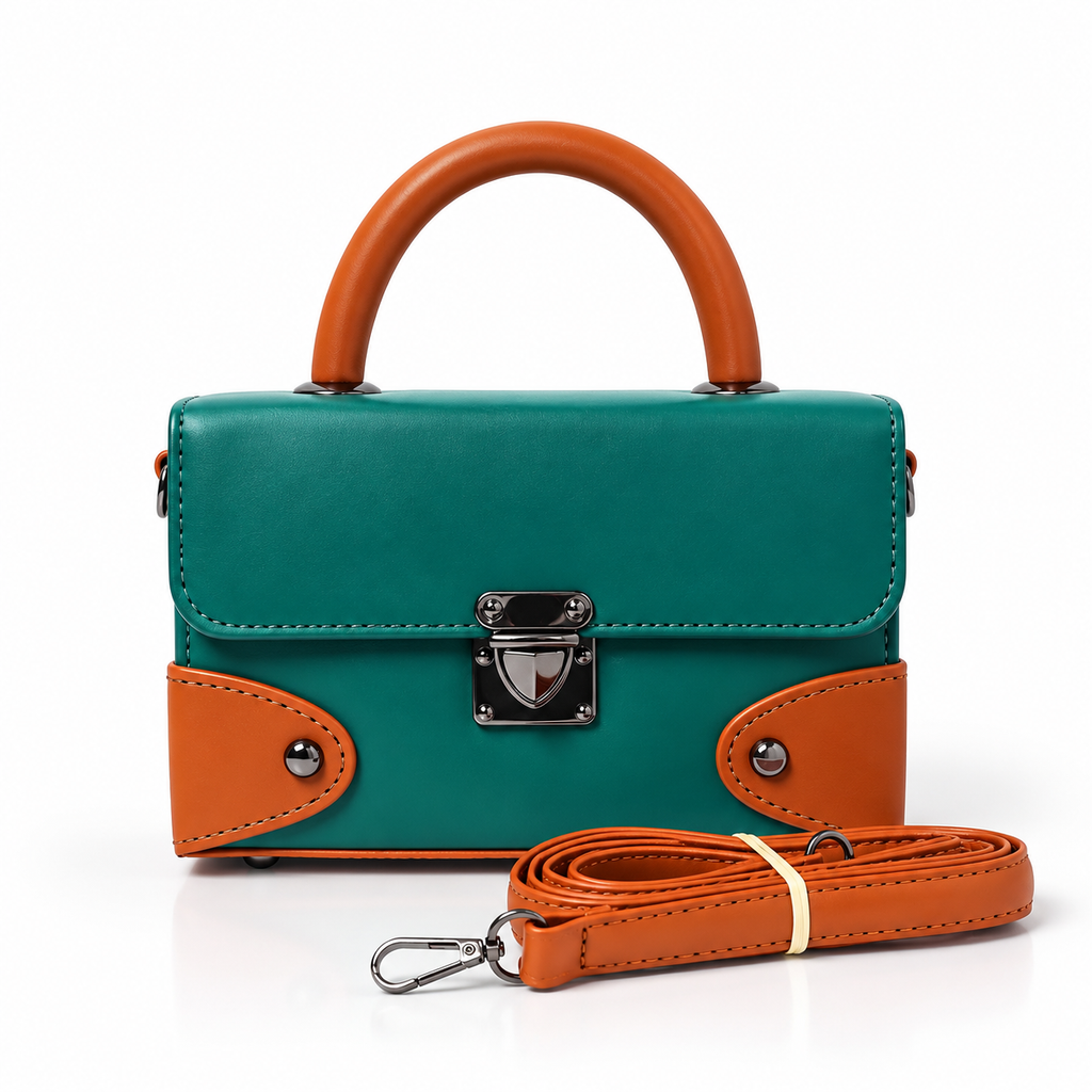 Contrast Box Bag - Jade Green