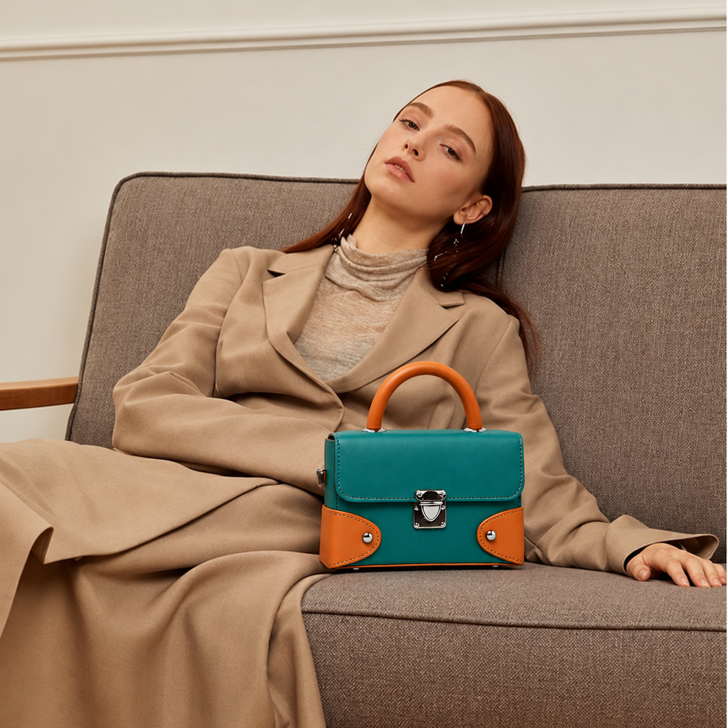 Contrast Box Bag - Jade Green