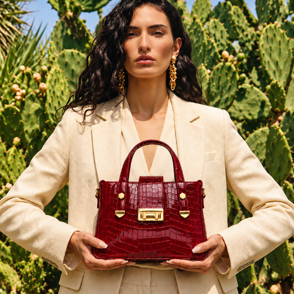 Patent Carry Bag - Maroon