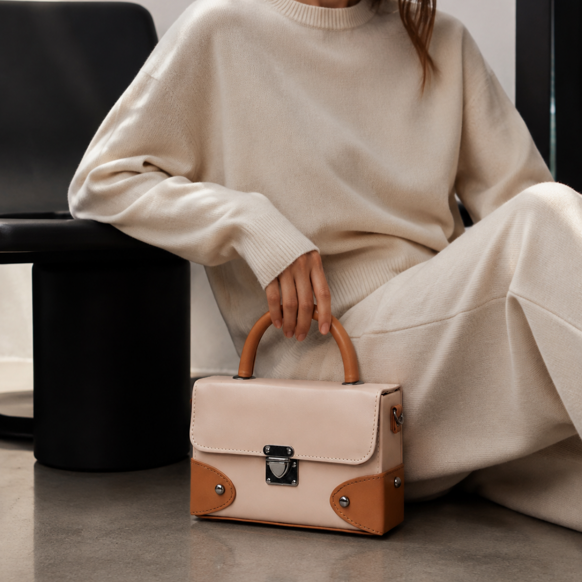 Contrast Box Bag - Desert Sand