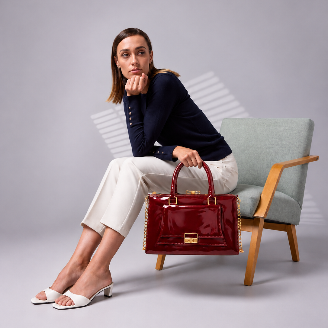 Frame Boxy Bag - Maroon